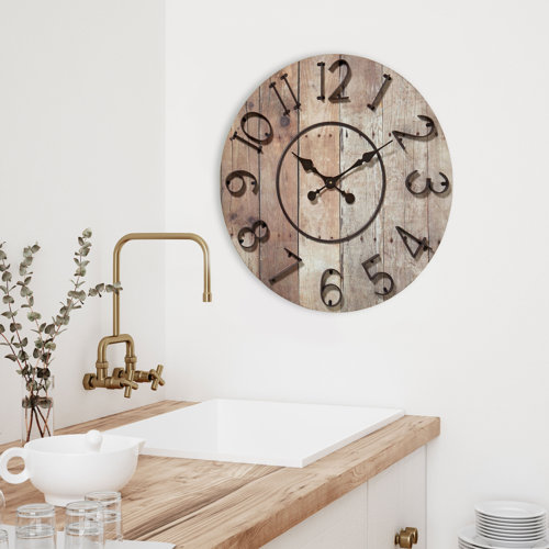 Wayfair Kitchen Clocks   Kitchen Arleigh Wood Wall Clock 